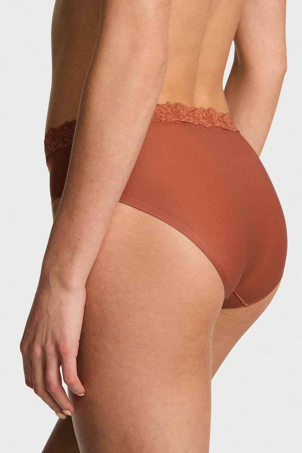Трусики сліп з мереживом 41447198 brown Victoria`s Secret спина