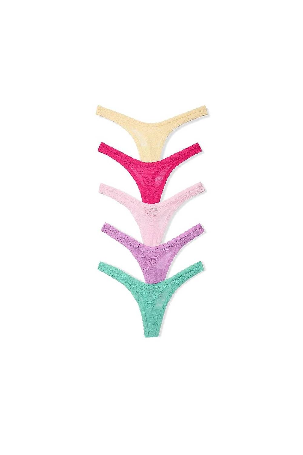 Мереживні трусики стрінг 477308375 (5 шт.) multi Victoria`s Secret