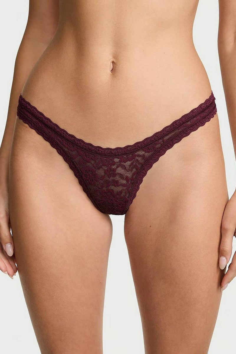 Мереживні трусики стрінг 478012656 burgundy Victoria`s Secret