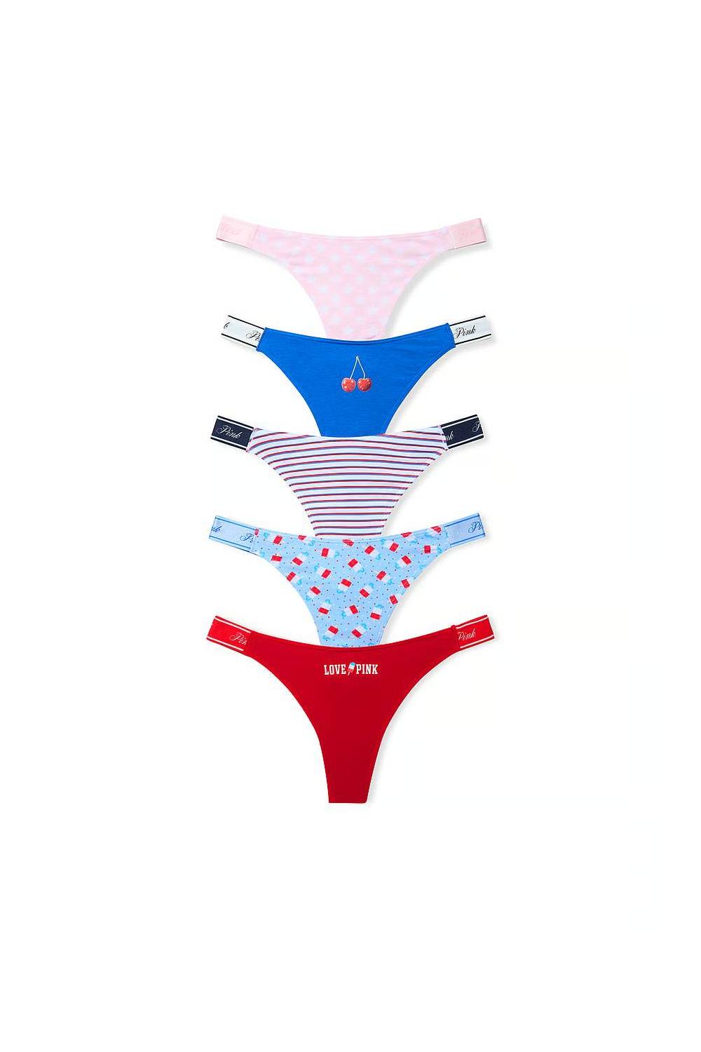 Бавовняні трусики стрінг 536885850 (5 шт.) multi Victoria`s Secret