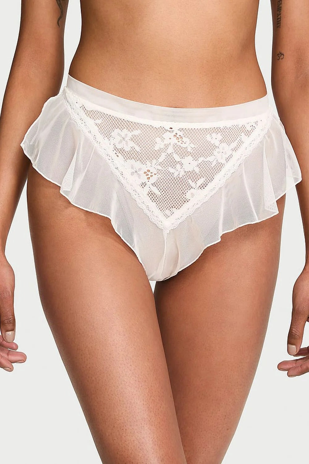 Трусики сліп із мікросітки 55520169 white Victoria`s Secret