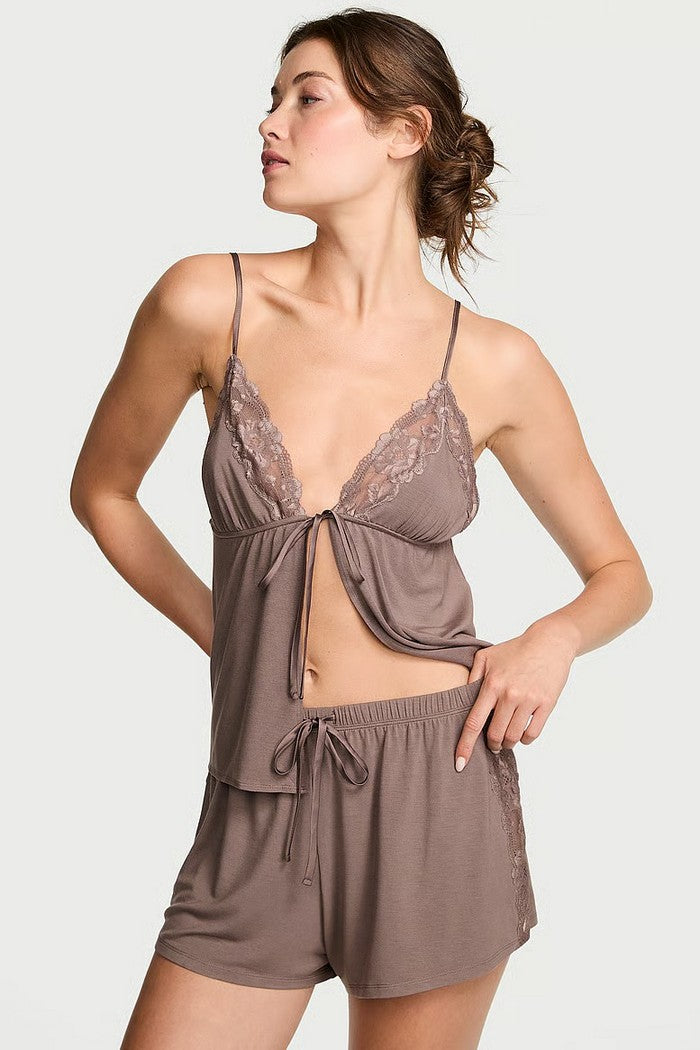 Піжама з модала з мереживом 586802319 brown