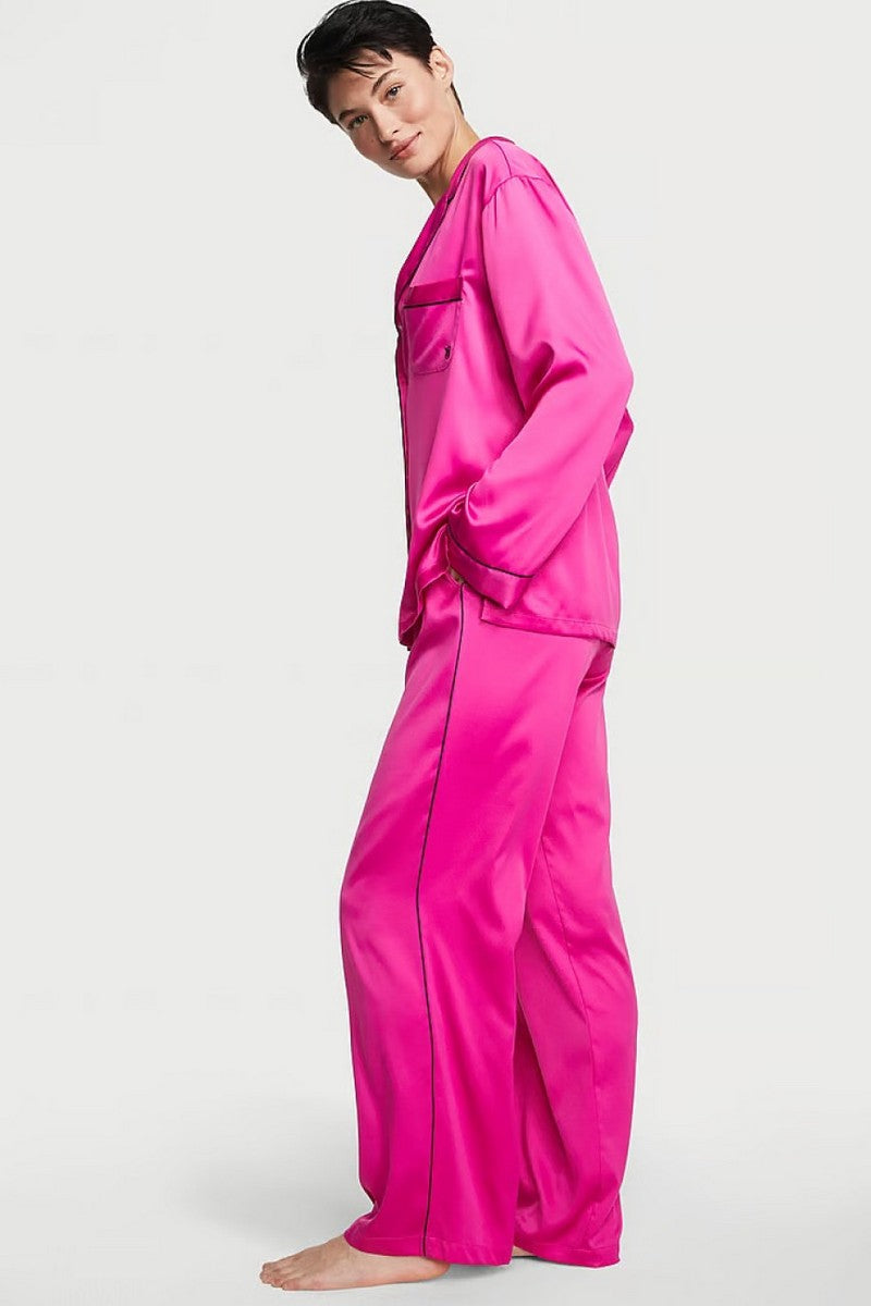 Атласная пижама с брюками 651738226 pink