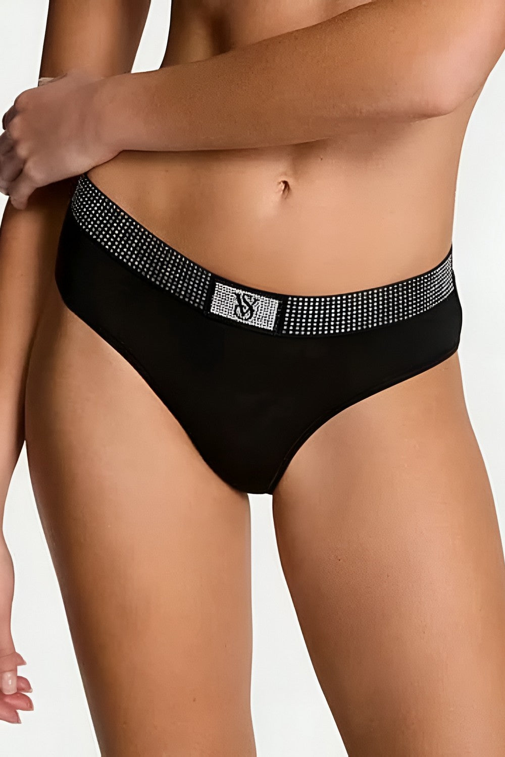 Трусики сліп зі стразами 691737320 black Victoria`s Secret
