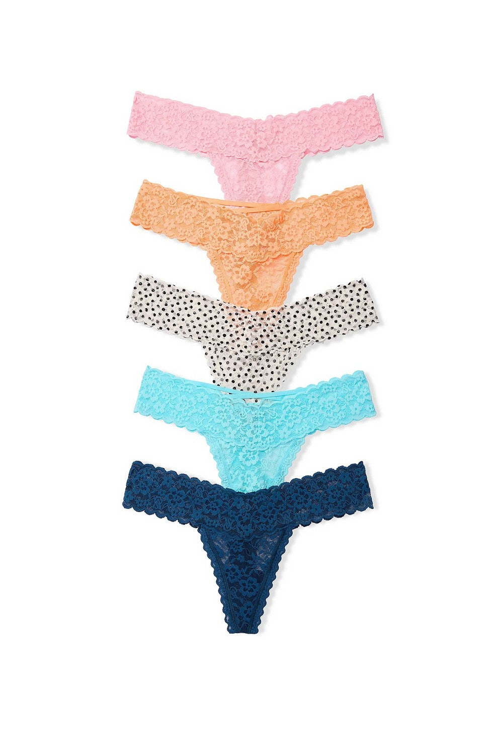Мереживні трусики стрінг 736638671 (5 шт.) multi Victoria`s Secret