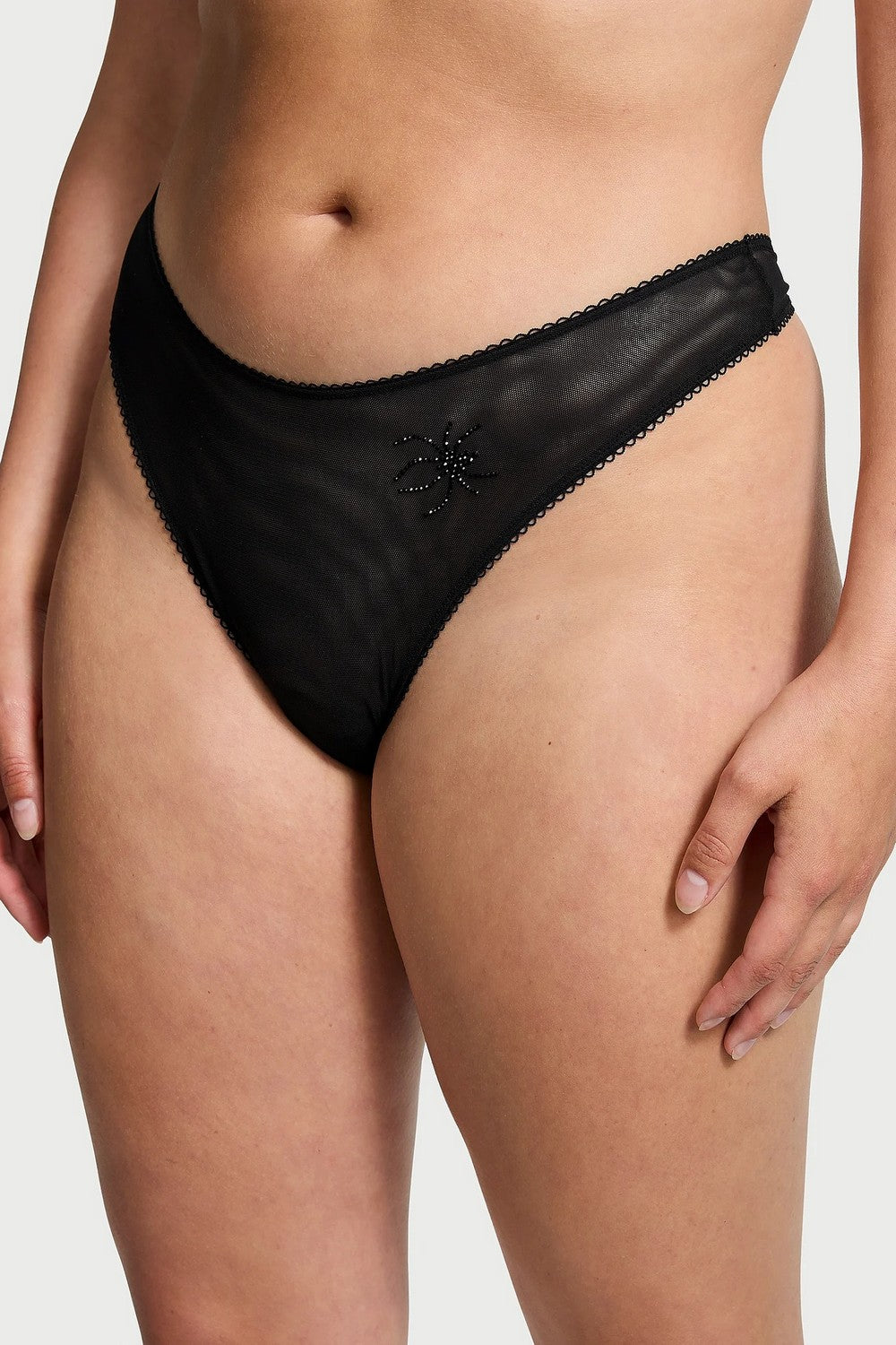 Трусики стринг із мікросітки 809659926 black Victoria`s Secret