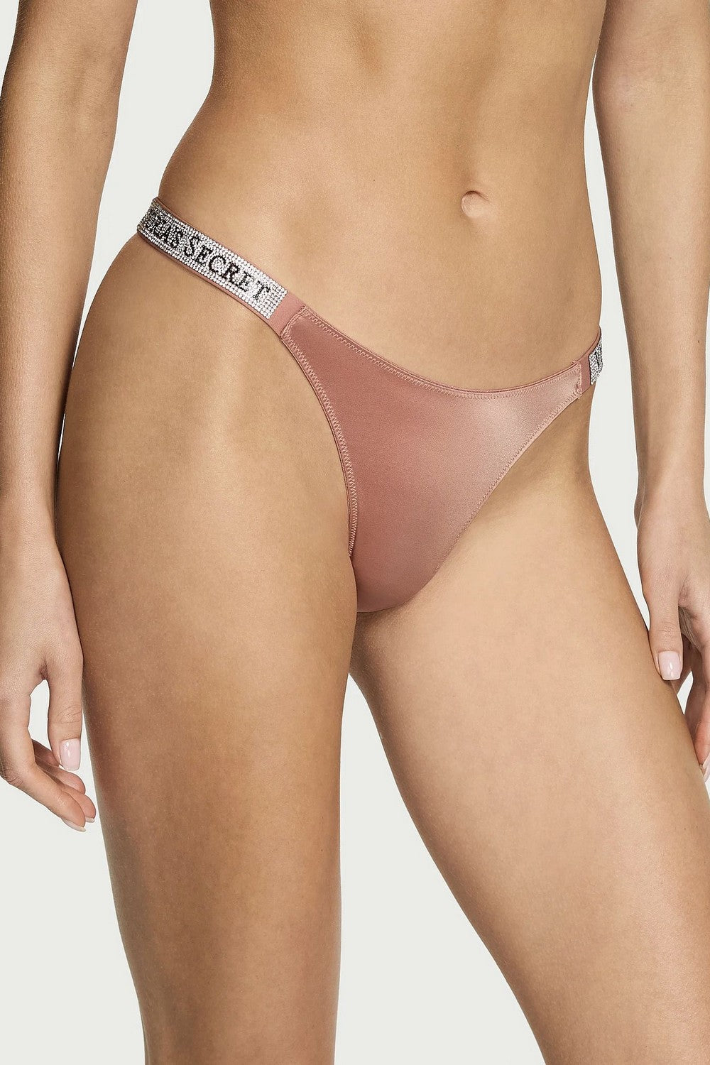 Трусики стрінг зі стразами 854536164 beige Victoria`s Secret