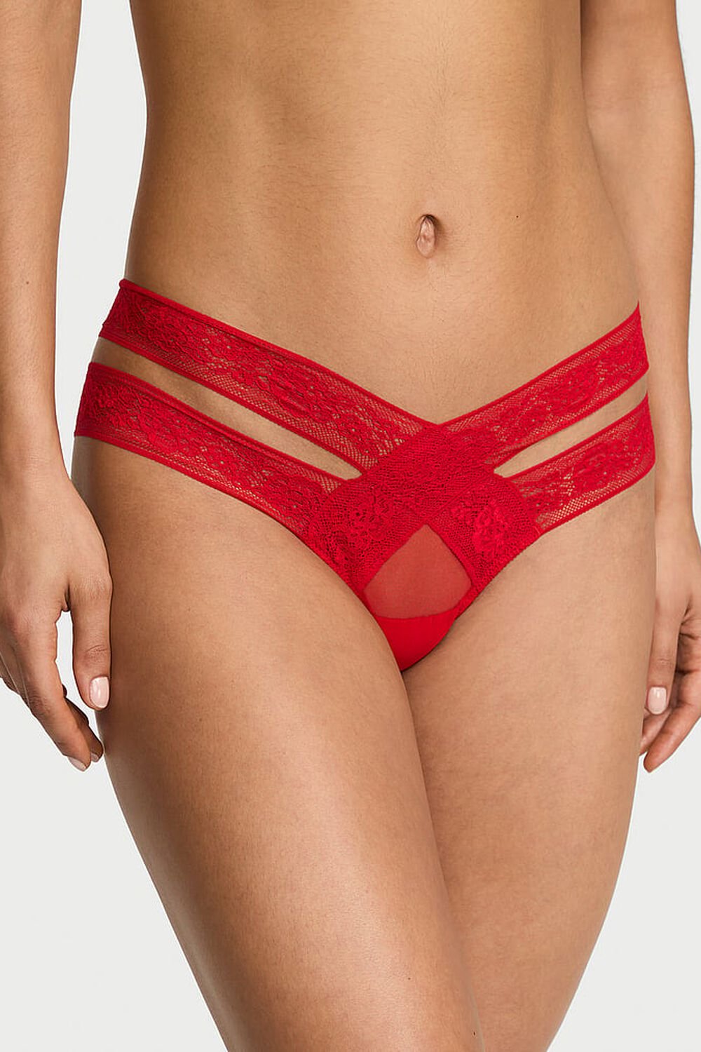 Трусики бразиліана з мережива 861316571 red Victoria`s Secret