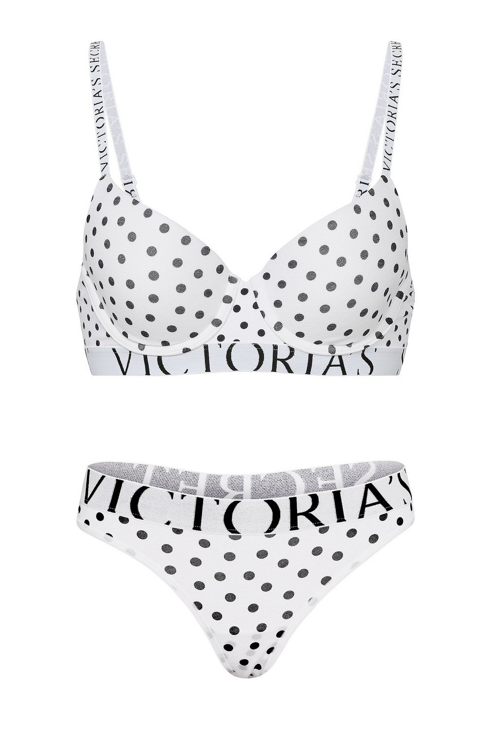 Комплект білизни в горошок 873633095 white Victoria`s Secret
