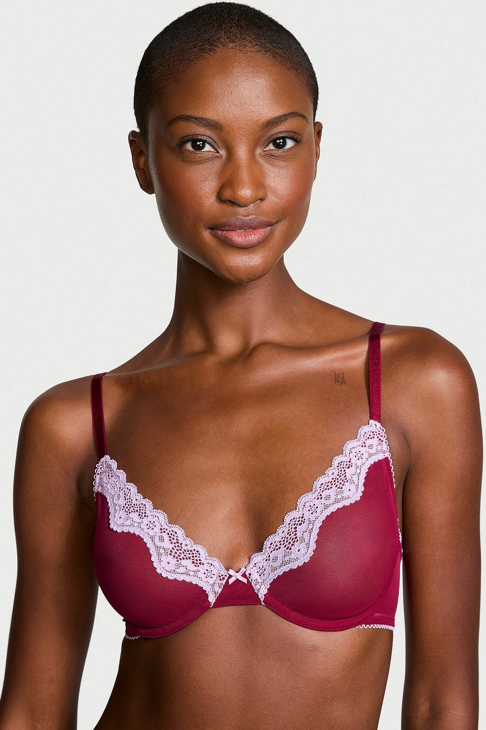 Бюстгальтер із мікросітки 904177119 burgundy Victoria`s Secret