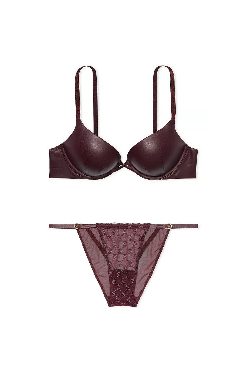 Комплект білизни з екошкіри 936728962 burgundy