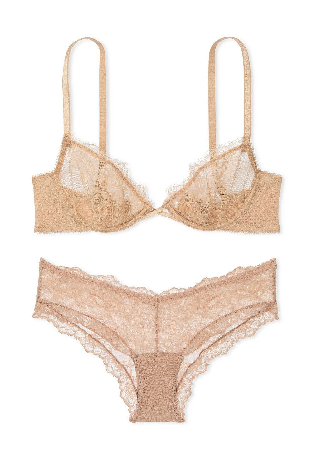 Комплект білизни з мережива 953256403 beige