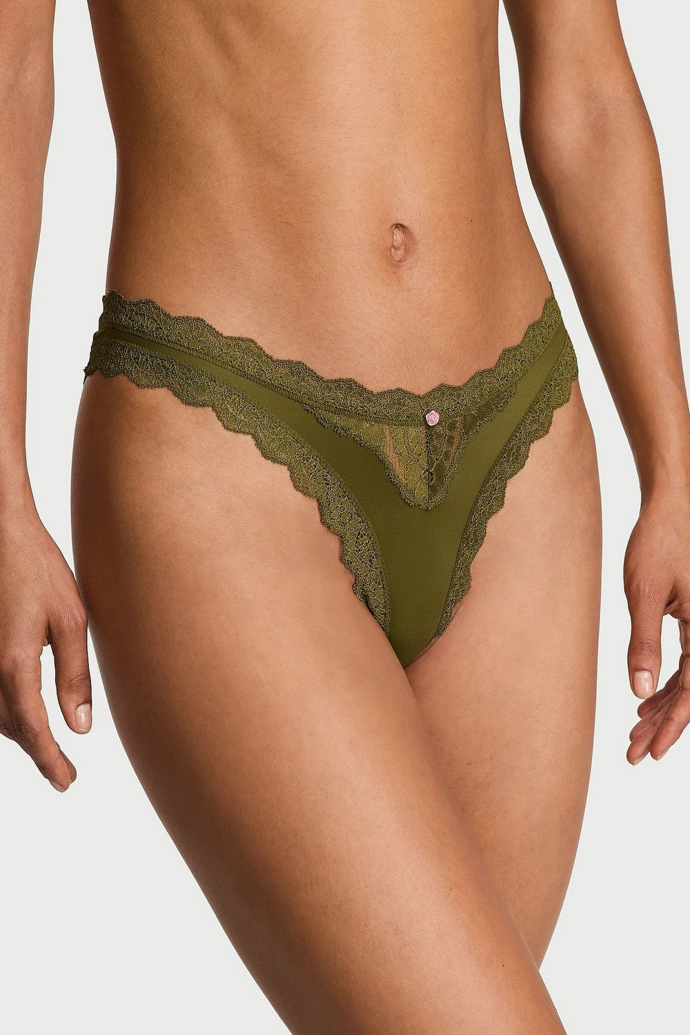 Трусики бразиліана з мереживом 977816815 green Victoria`s Secret