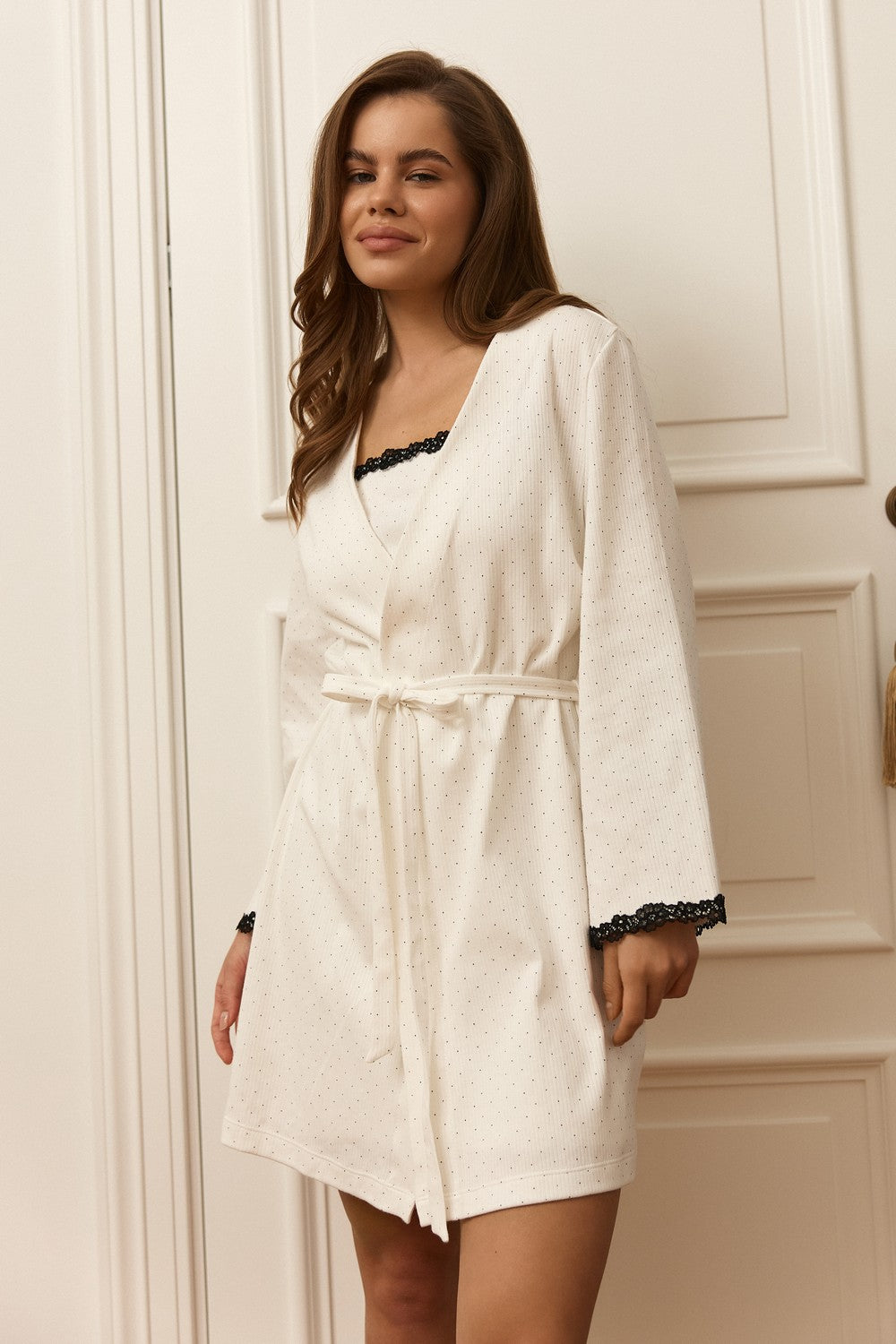 Хлопковый халат в горошек Flirty Dot FD-5034 dot print