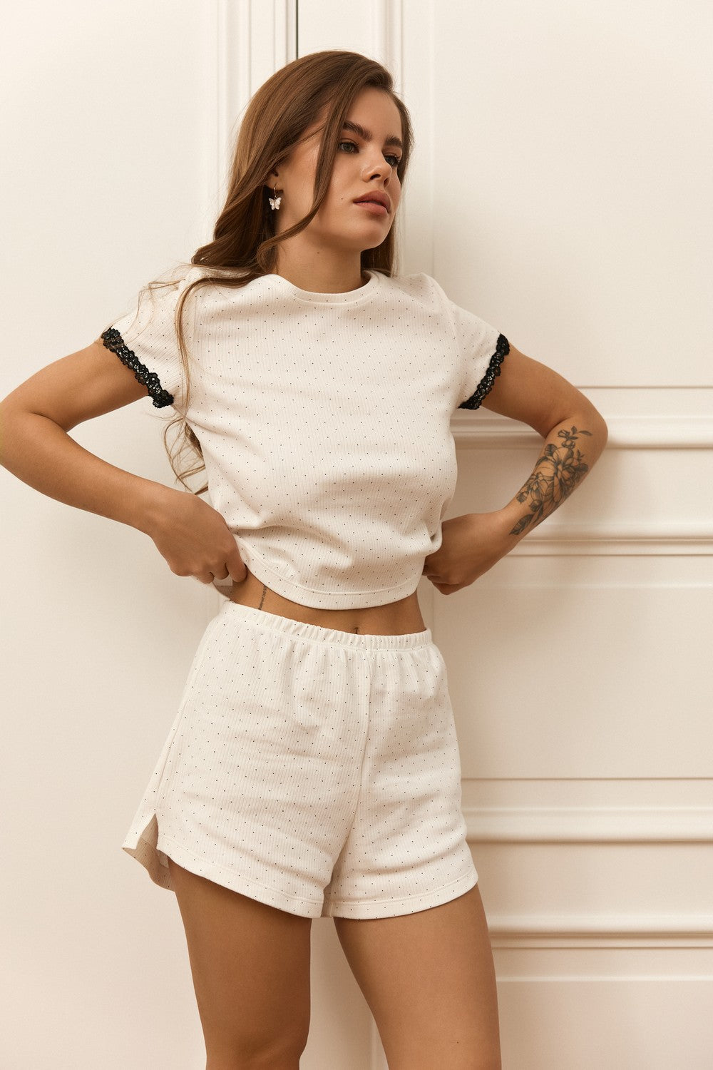 Хлопковая пижама с шортами Flirty Dot FD-6142 dot print