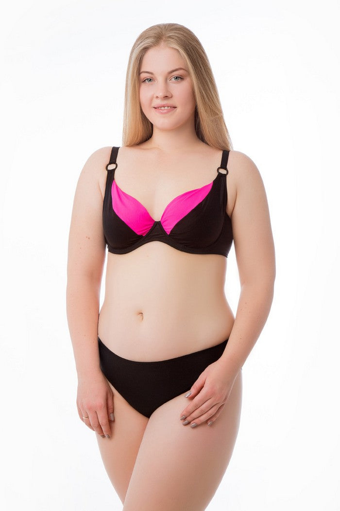 Раздельный купальник бикини на косточках 01.6010 black/pink