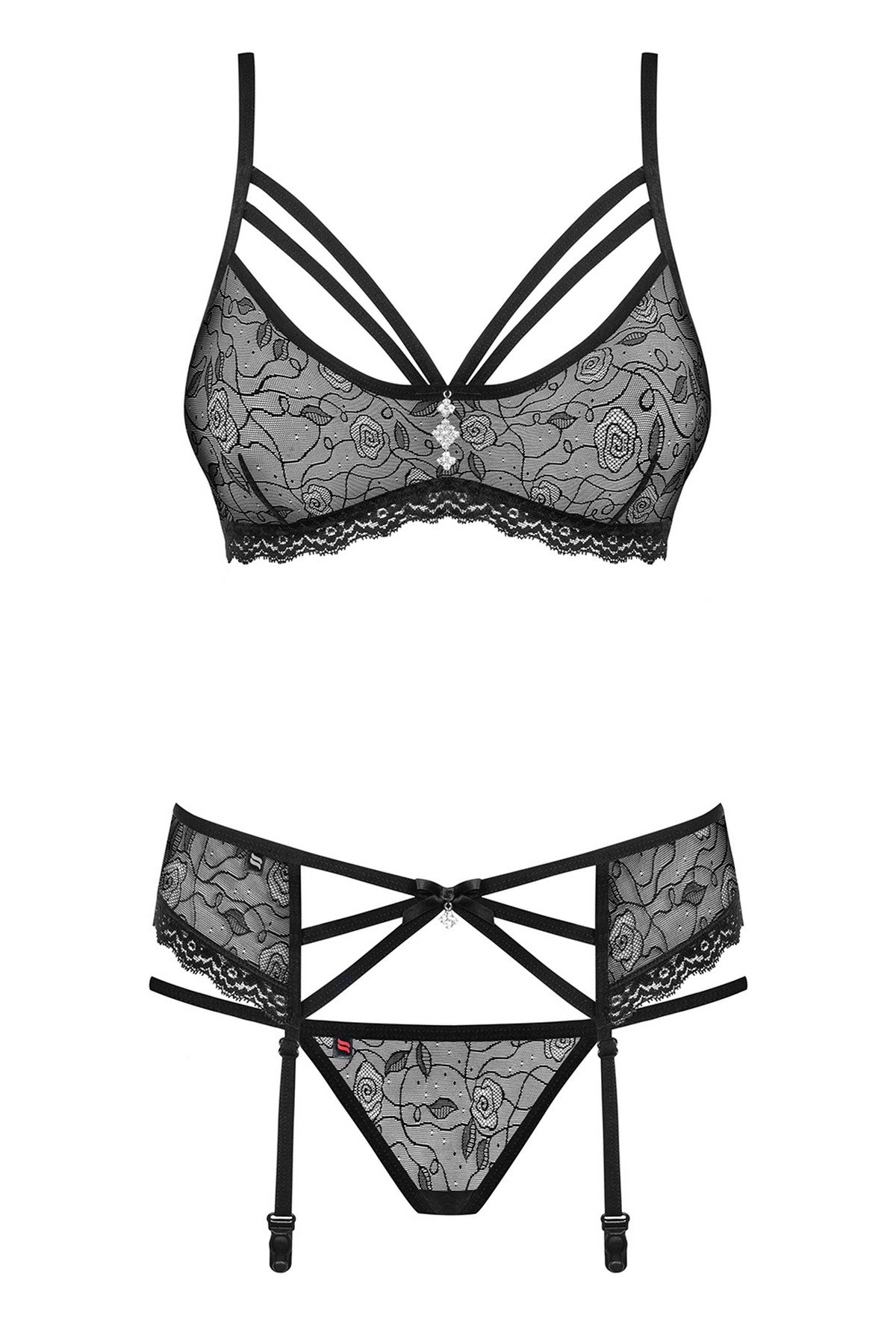 Эротический комплект с вышитыми розами 818-SEG-1