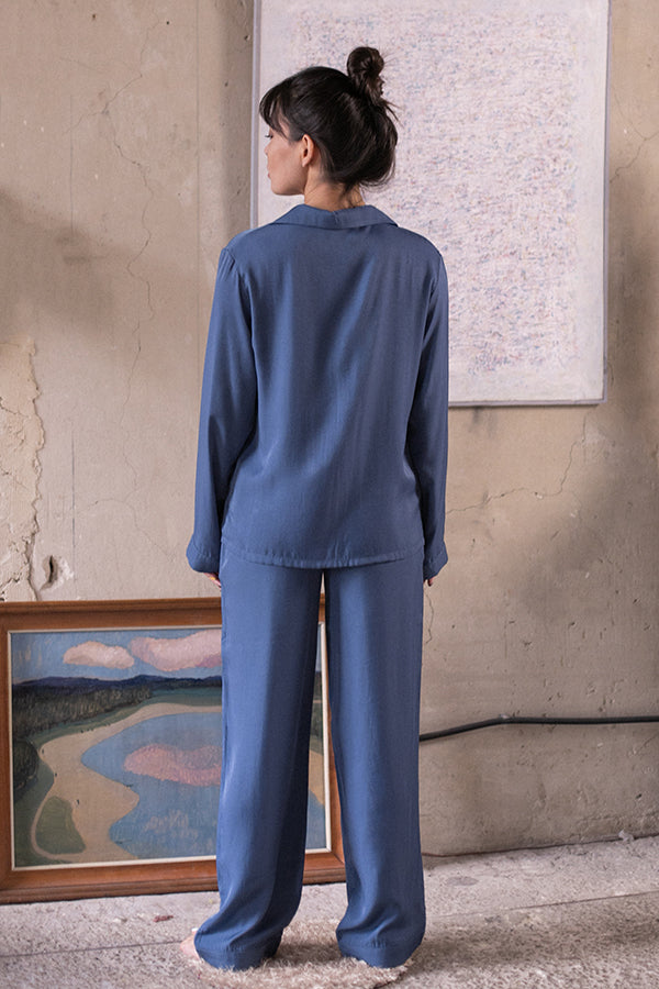 Шелковая пижама на пуговицах Hortensia SL0040-13-69