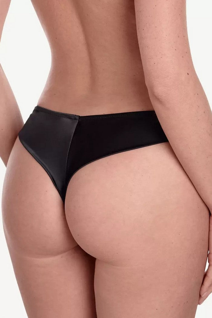 Трусики бразилиана из атласа Делисью С15 black