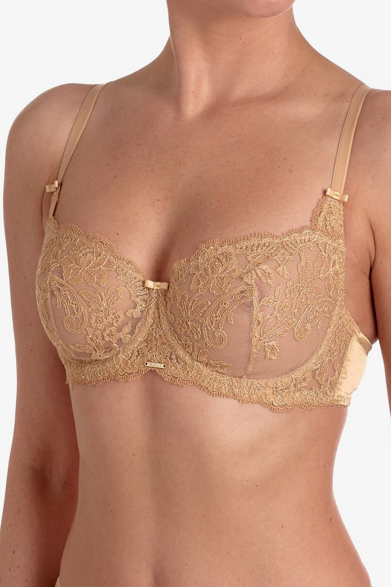 Бюстгальтер с цветочной вышивкой Калиссон БМ7 gold