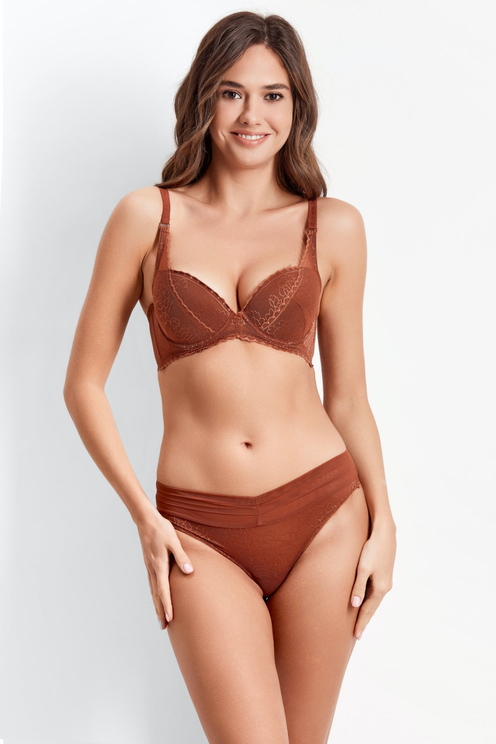 Бюстгальтер с вкладышами push-up 8164-008 cinnamon