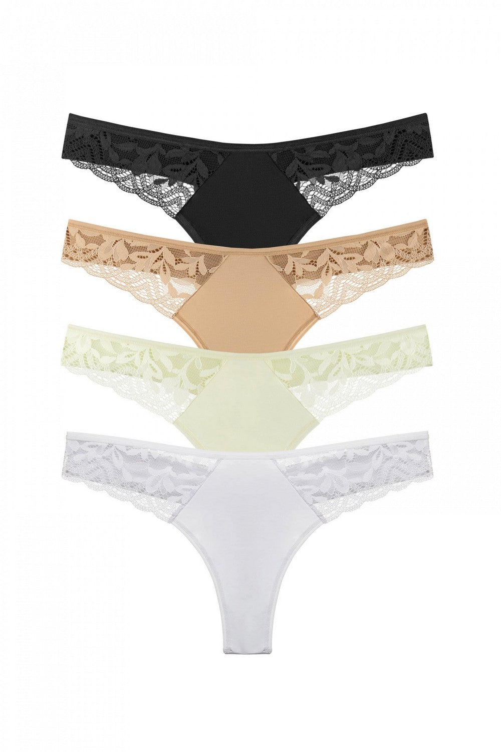 Трусики стринг с кружевом 2004-12 (4 шт.) 01/02/03/04
