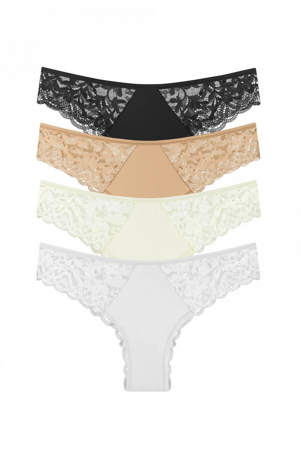Трусики бразилиана с кружевом 2004-22 (4 шт.) 01/02/03/04