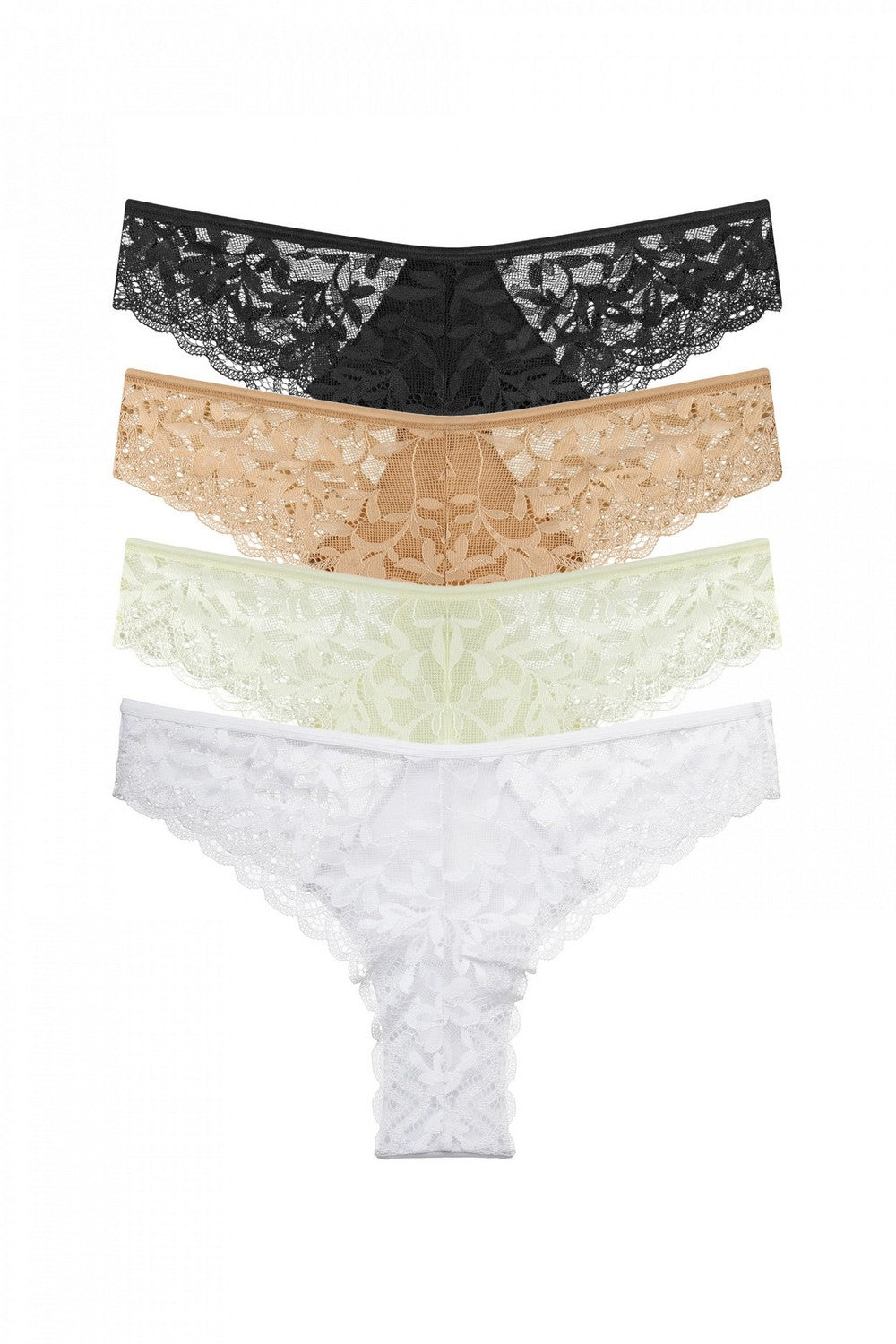 Трусики бразилиана с кружевом 2004-22 (4 шт.) 01/02/03/04
