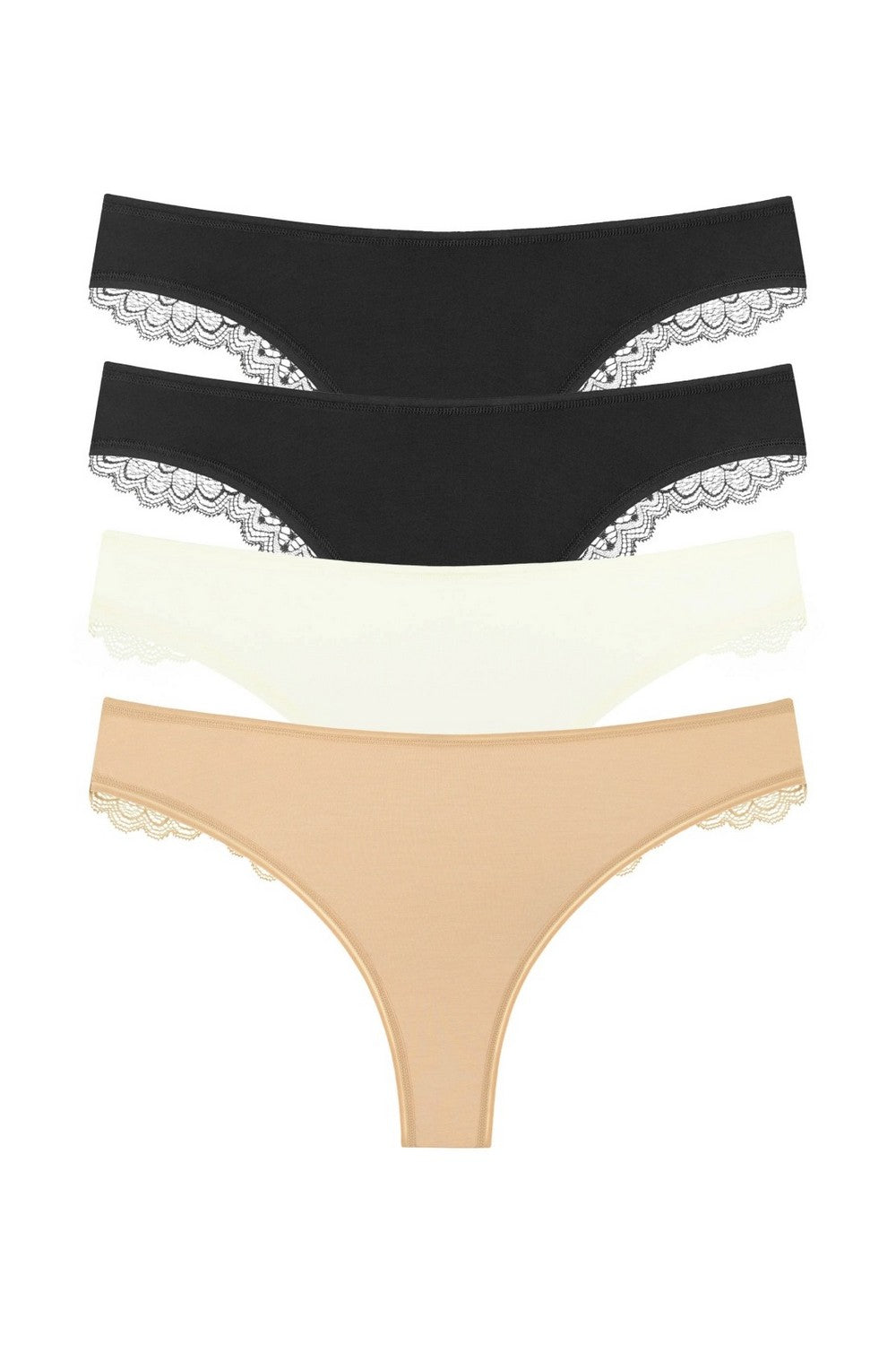 Трусики бразилиана из модала 2069-20 (4 шт.) black/black/champagne/beige