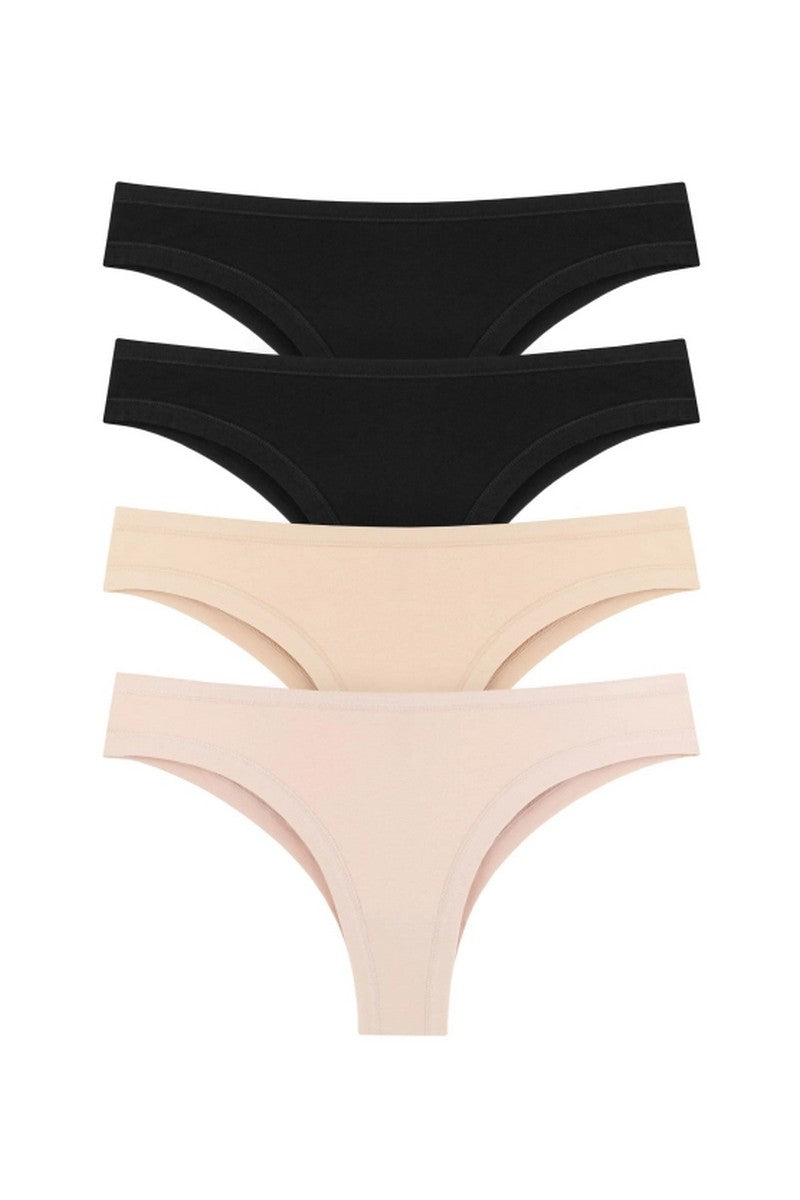 Хлопковые трусики бразилиана 2202-20 (4 шт.) black/black/beige/powder