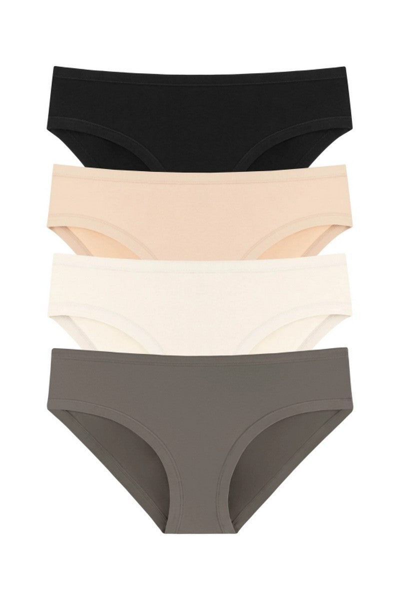 Хлопковые трусики слип 2202-34 (4 шт.) black/beige/milk/taupe
