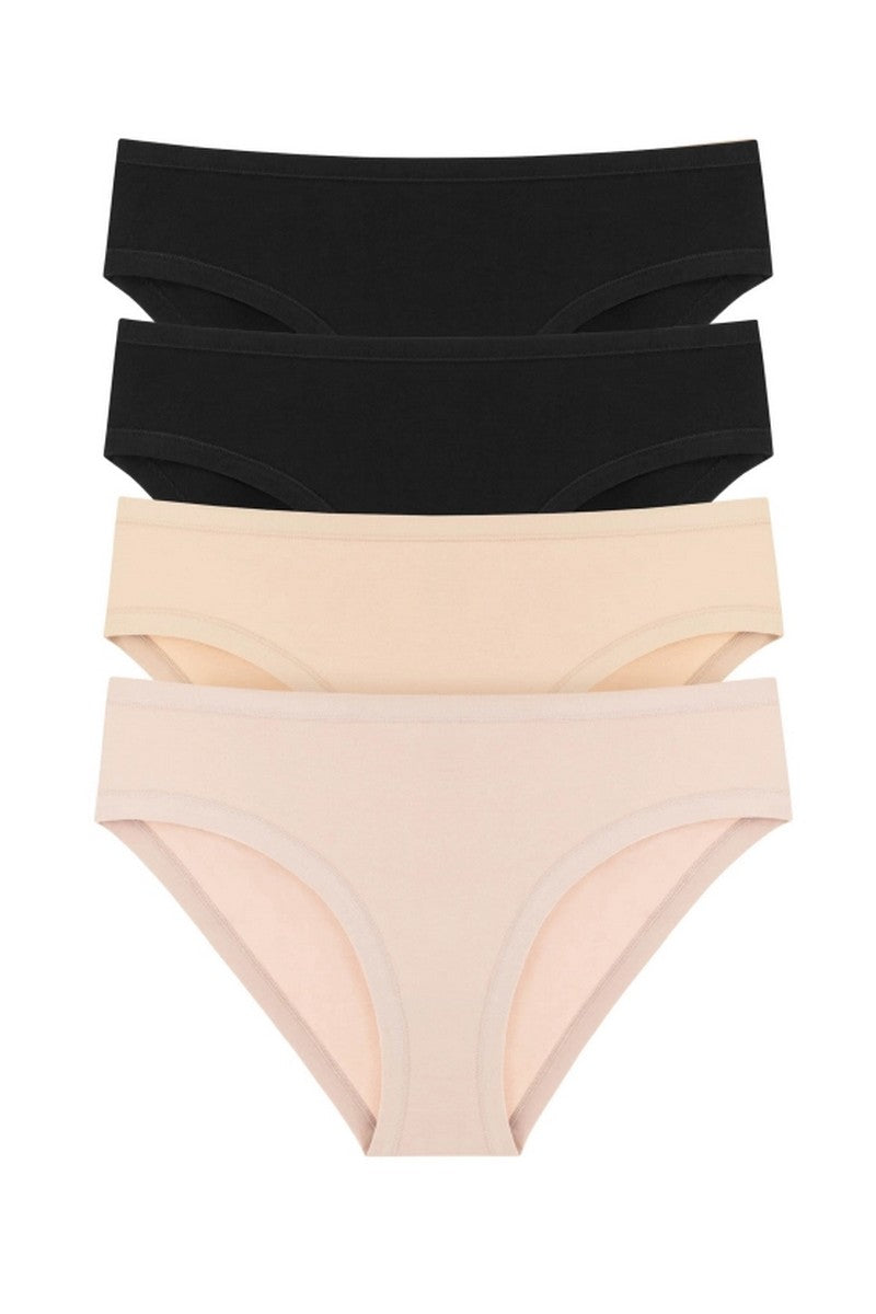 Хлопковые трусики слип 2202-34 (4 шт.) black/black/beige/powder