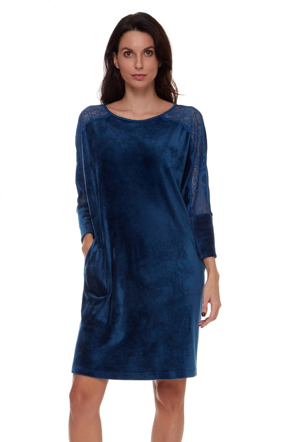 Платье с ажурным кружевом 6072 azure