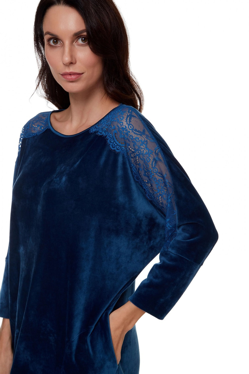 Платье с ажурным кружевом 6072 azure