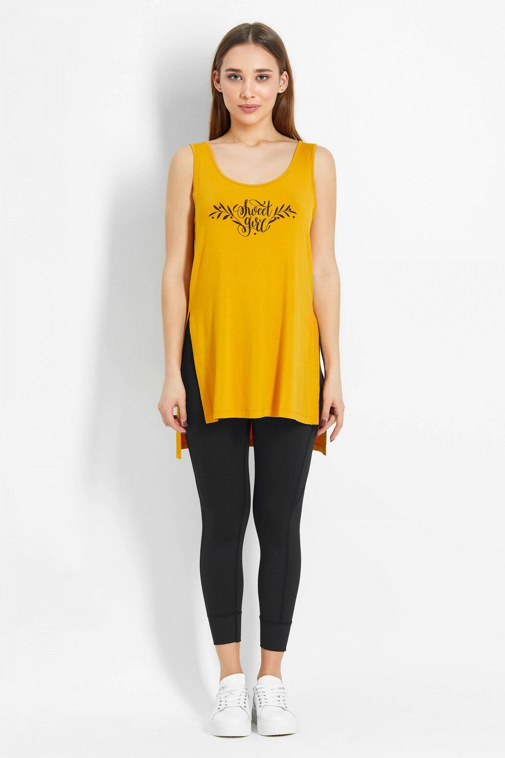 Спортивный комплект с принтом 6228-1/6252-1 mustard