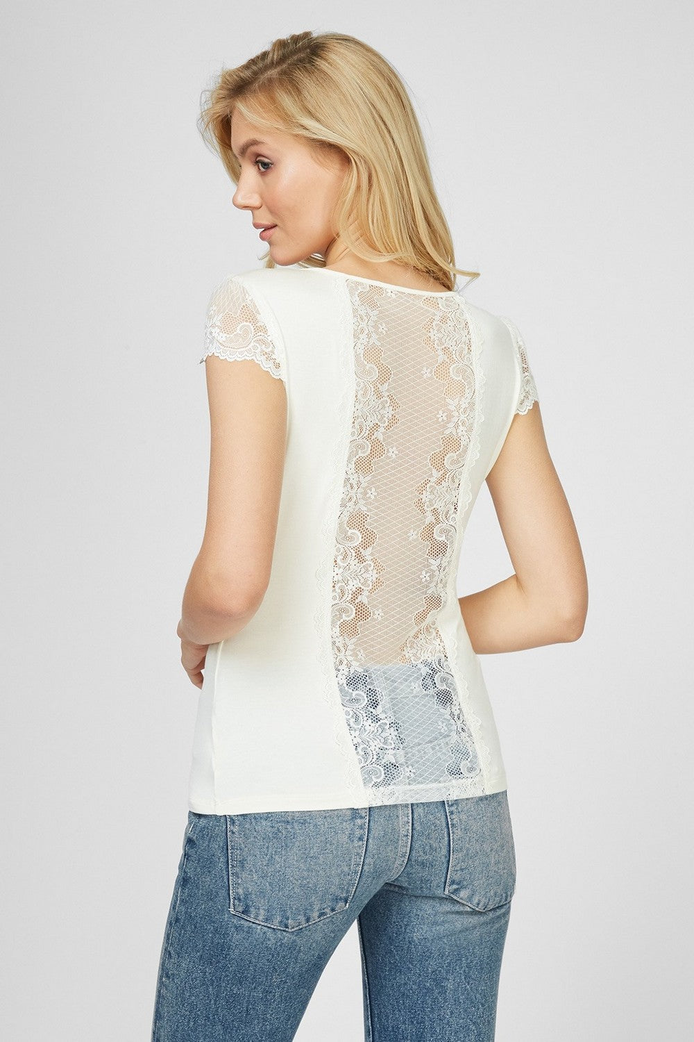 Блуза з ажурним мереживом 6266-2 03/8057 champagne