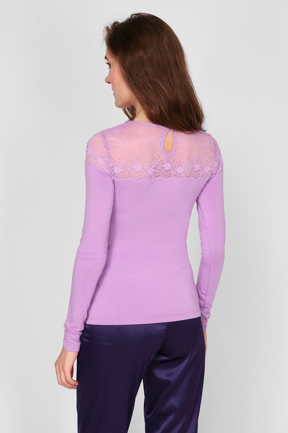Джемпер с цветочным кружевом 6272-3 58 lilac