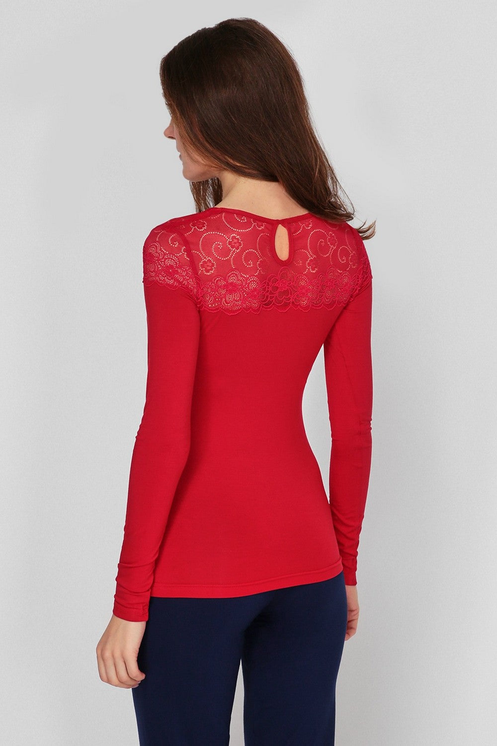 Джемпер с цветочным кружевом 6272-3 06 red