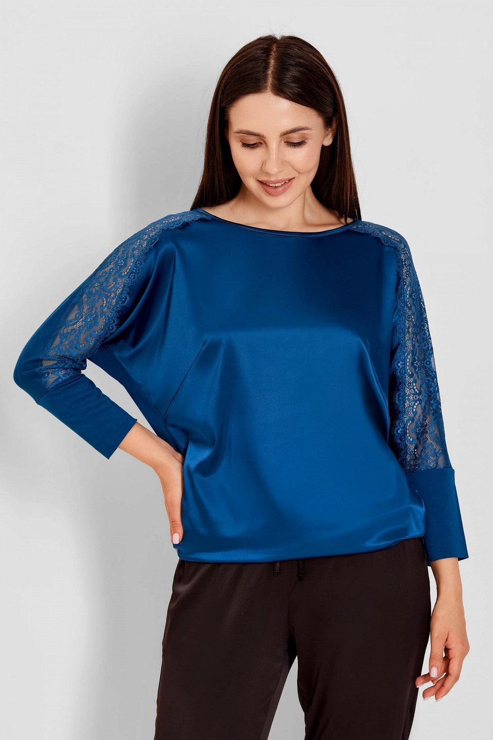 Домашний комплект из сатина 6273-2/6225 dark azure/black