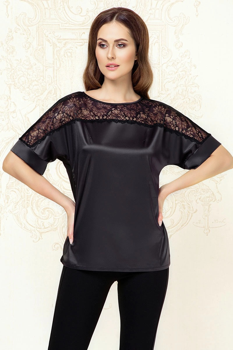 Блуза с кружевом 6277-2 black