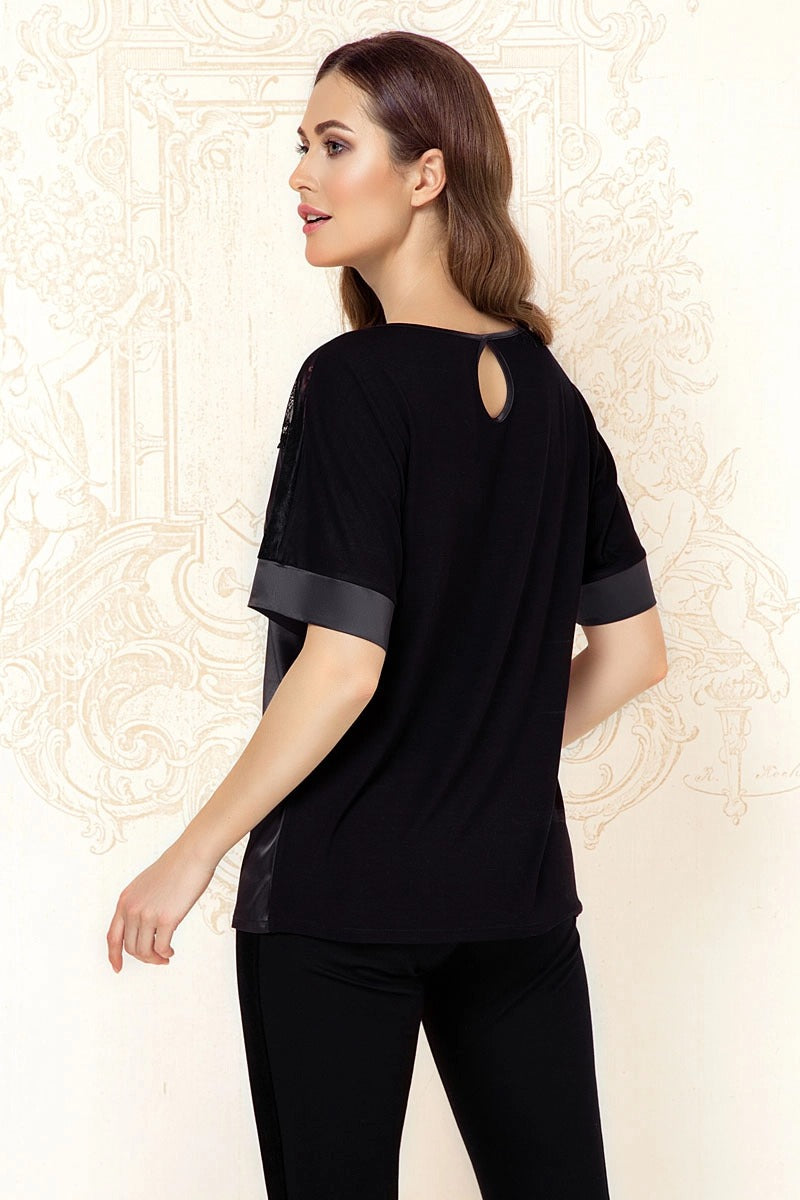 Блуза с кружевом 6277-2 black