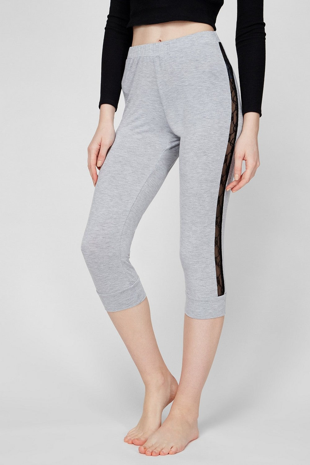 Бриджи из вискозы 6285 gray melange/black