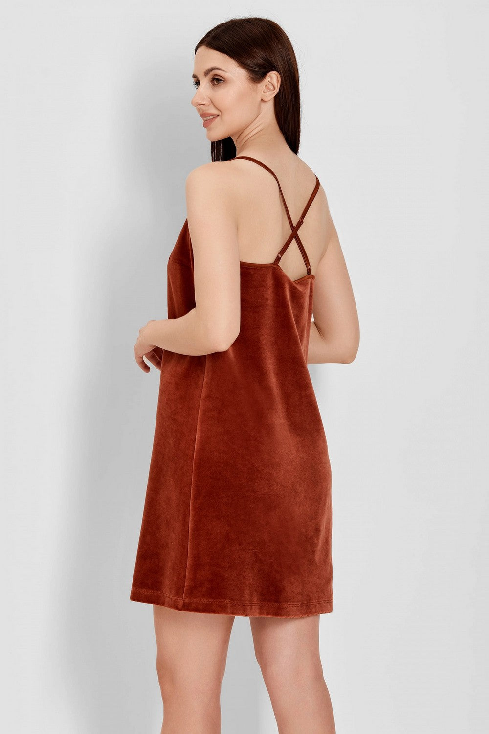 Ночная сорочка из велюра 7005-6054 cinnamon