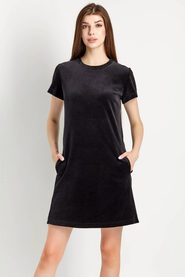 Велюровое платье с карманами 7005-6067 black