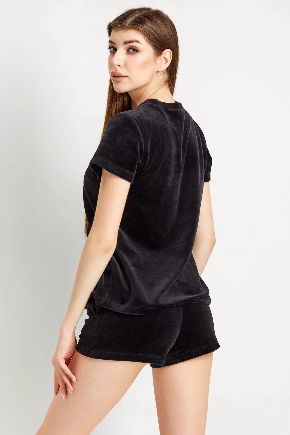 Велюровая пижама с шортами 7005-6214 black