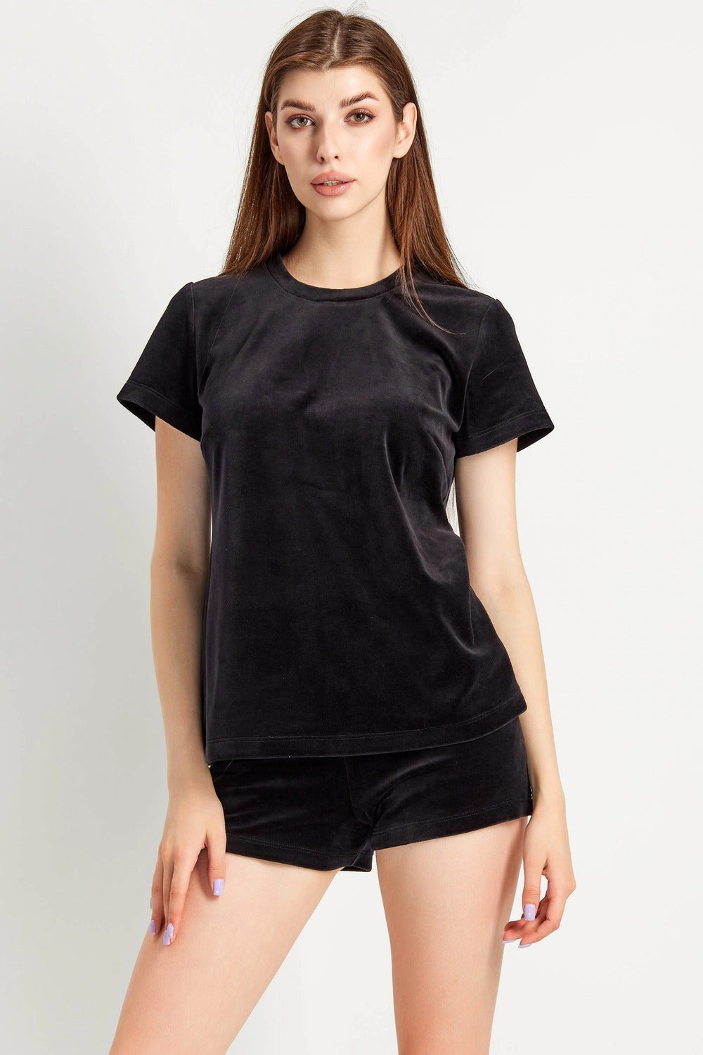 Велюровая пижама с шортами 7005-6214 black