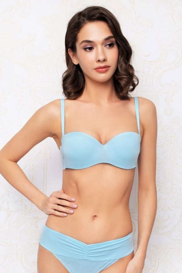 Бюстгальтер балконет со съемными бретелями 7007-016 blue