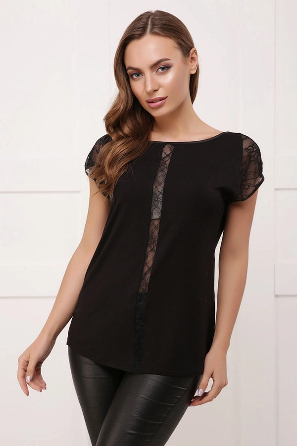 Блуза с кружевными вставками 7013-6260 black