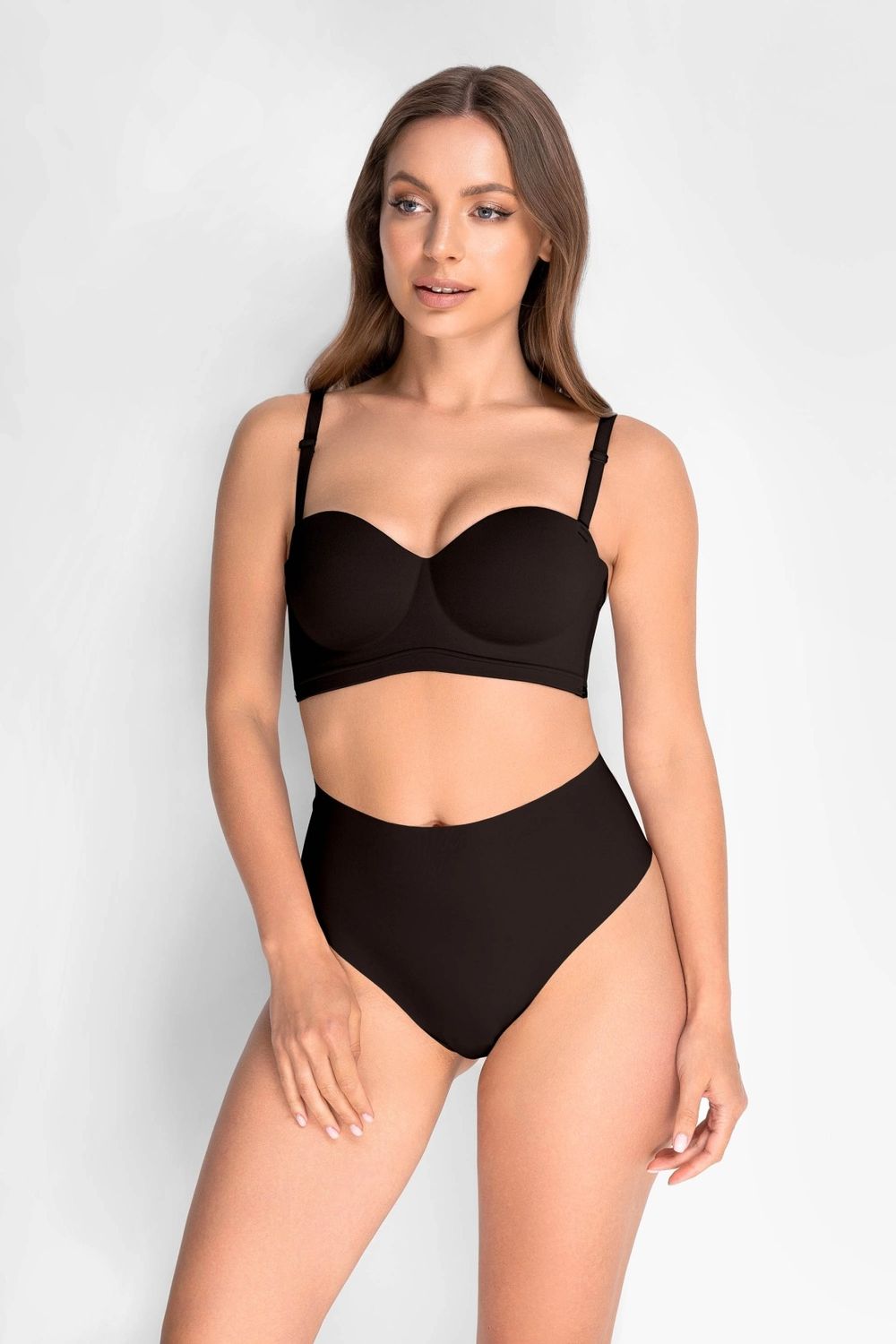 Бесшовный бюстгальтер балконет из микрофибры 7030-030 black