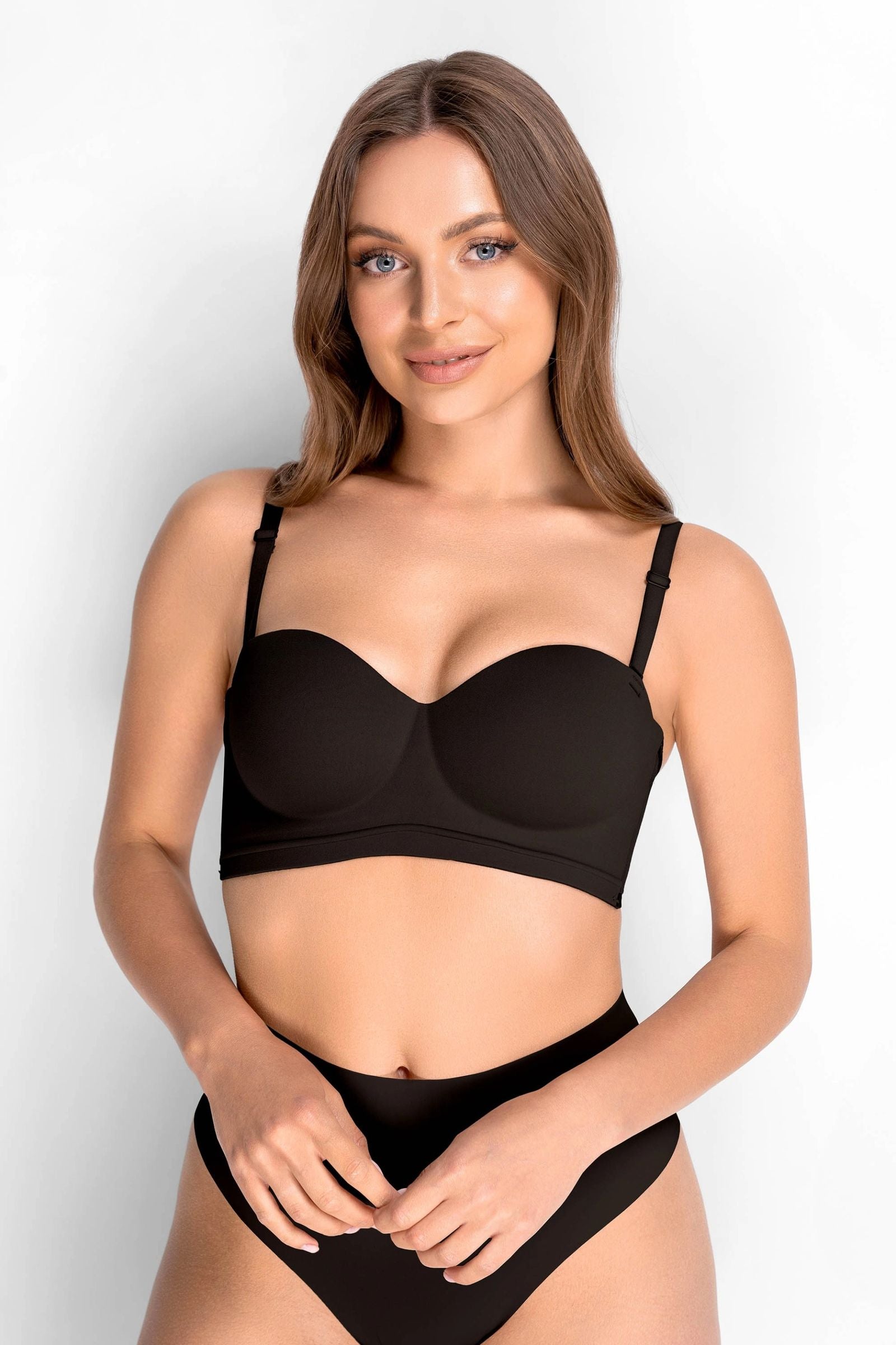 Бесшовный бюстгальтер балконет из микрофибры 7030-030 black